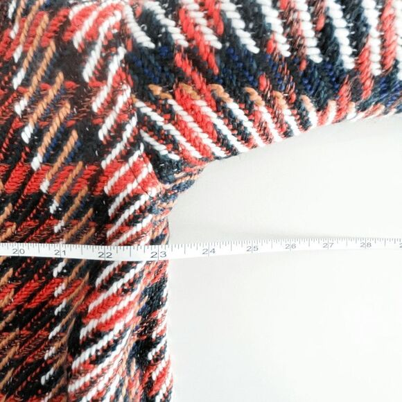 BB Dakota Steve Madden Womens Tweed Jacket Plaid Button Front Orange Large - Picture 7 of 8